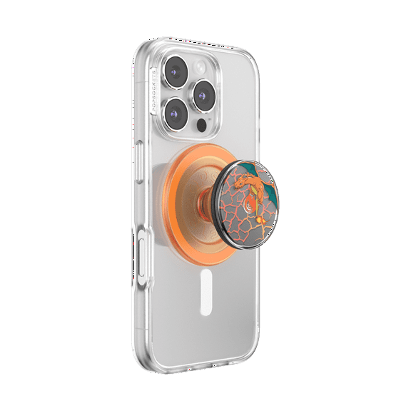 PopSockets MagSafe Phone Grip with Kickstand and Swappable Top, Pokemon Fire Type - Spinner Charizard in Flight