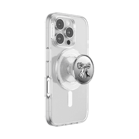 PopSockets Phone Grip for MagSafe, Magnetic Holder, Phone Stand, Silver - Threaded Grace