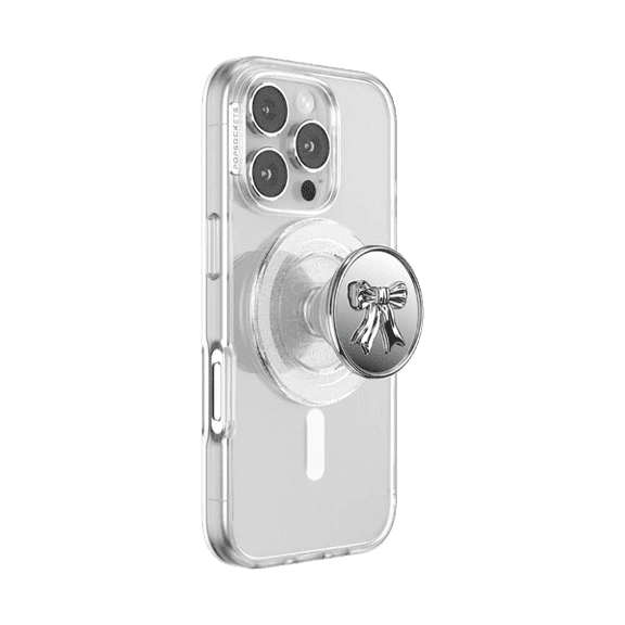 PopSockets Phone Grip for MagSafe, Magnetic Holder, Phone Stand, Silver - Threaded Grace