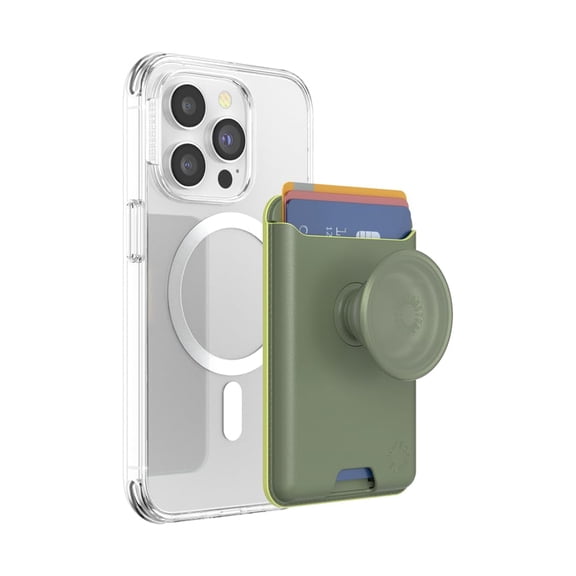 PopSockets Phone Wallet for MagSafe, Phone Card Holder with Grip, Green - Eucalyptus