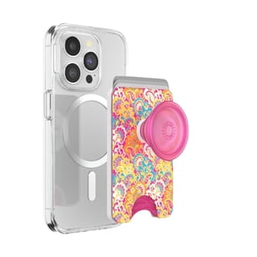 PopSockets Phone Wallet for MagSafe, Phone Card Holder with Grip, Rainbow - Paisley Gaudy