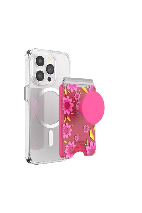 Phone Wallet for MagSafe, Phone Card Holder with Grip, Hot Pink - Pink Relief