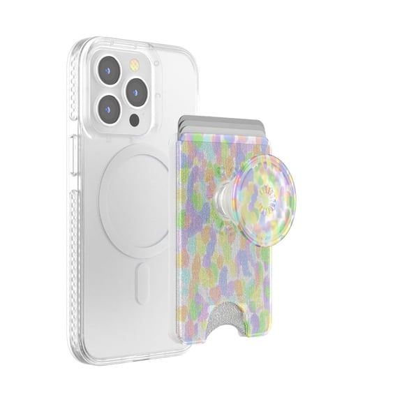 PopSockets Phone Wallet for MagSafe, Phone Card Holder with Grip, Rainbow - Rainbow Glass