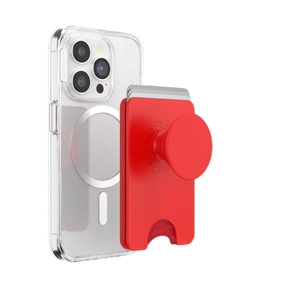 PopSockets Phone Wallet for MagSafe, Phone Card Holder with Grip, Red - Rosso