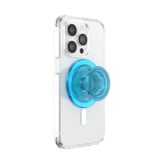 PopSockets Phone Grip for MagSafe, Magnetic Holder, Phone Stand, Blue - Electric Blue Translucent