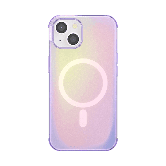 PopSockets iPhone 14 Phone Case with MagSafe, Wireless Charging Compatible, Purple - Aura