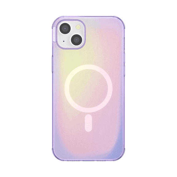 PopSockets iPhone 14 Plus Phone Case with MagSafe, Wireless Charging Compatible, Purple - Aura