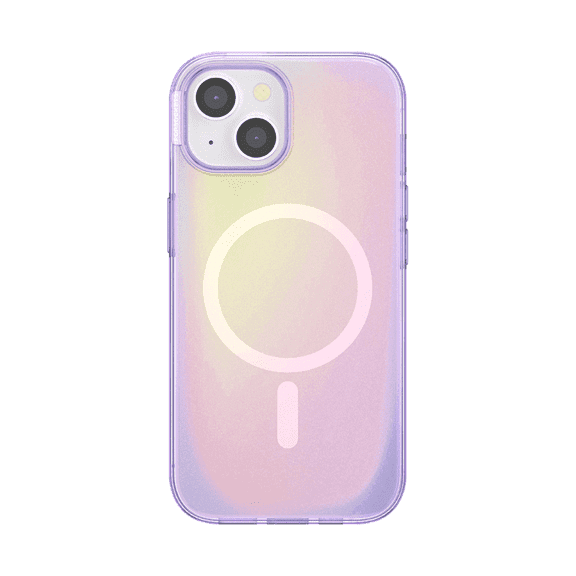PopSockets iPhone 15 Phone Case with MagSafe, Wireless Charging Compatible, Purple - Aura