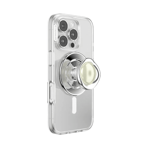 PopSockets Phone Grip for MagSafe, Magnetic Holder, Phone Stand, Crystal - Eye of the Beholder Silver