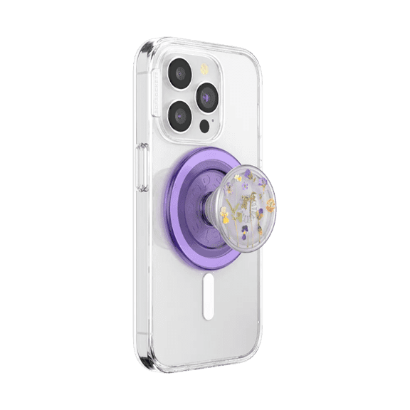 PopSockets Phone Grip for MagSafe, Magnetic Holder, Phone Stand, Lavender - Purple Fields