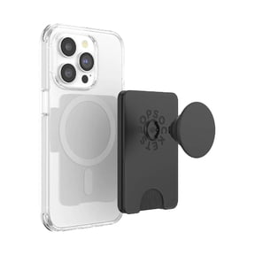 PopSockets Phone Wallet for MagSafe, Phone Card Holder with Grip, Black - Black