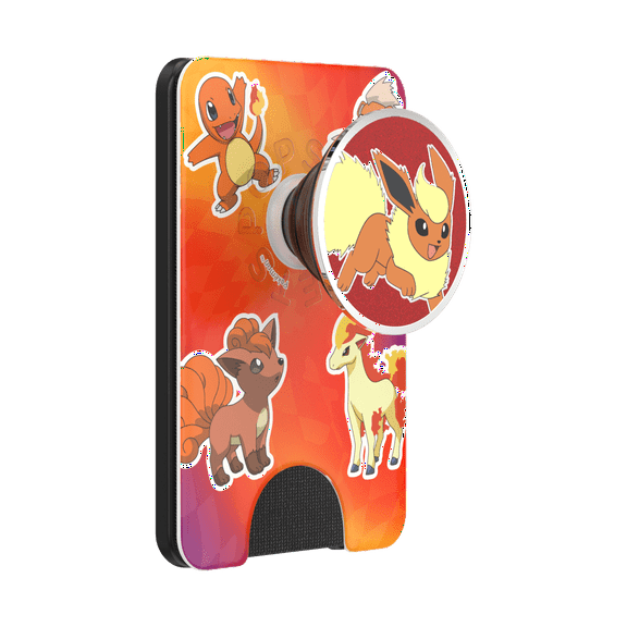 PopSockets Phone Wallet with Expanding Phone grip, Phone Card Holder - Fire Type Cuties