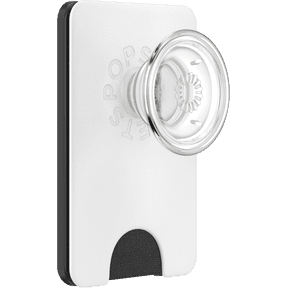 PopSockets Phone Wallet with Expanding Grip and Adapter Ring for MagSafe, Phone Card Holder, Wireless Charging Compatible, Wallet Compatible with MagSafe - White Clear