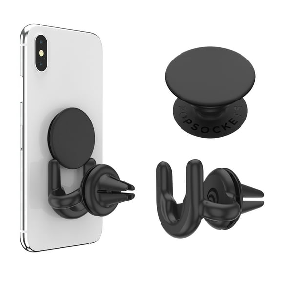 PopSockets PopGrip Phone Grip & Stand + PopMount 2 Car Vent - Black
