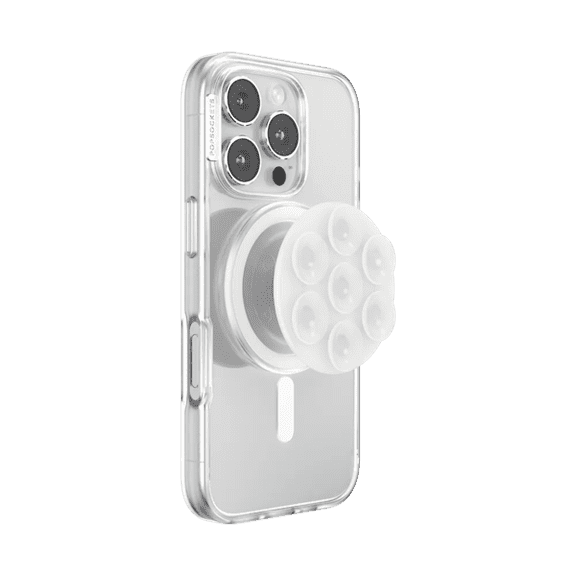 PopSockets Phone Grip for MagSafe, Magnetic Holder, Phone Stand, Suck-Up - Clear