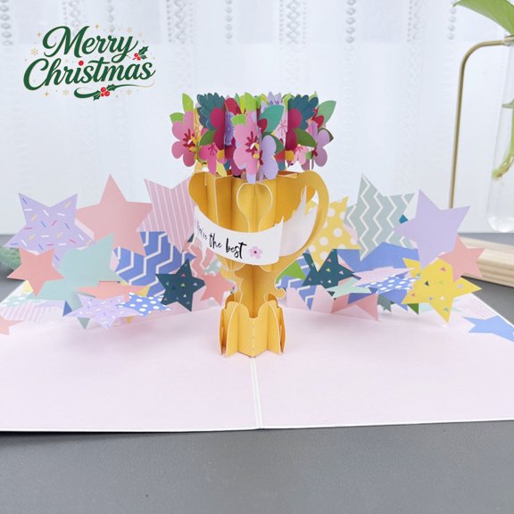 PopUp Greeting Cards, Cardstock 3D Love Blossoms Tree Paper Sculpture Note Card, Blank Inside with Envelope for Valentine's Day Birthday Anniversary Wedding Christmas Holiday Home Decoration