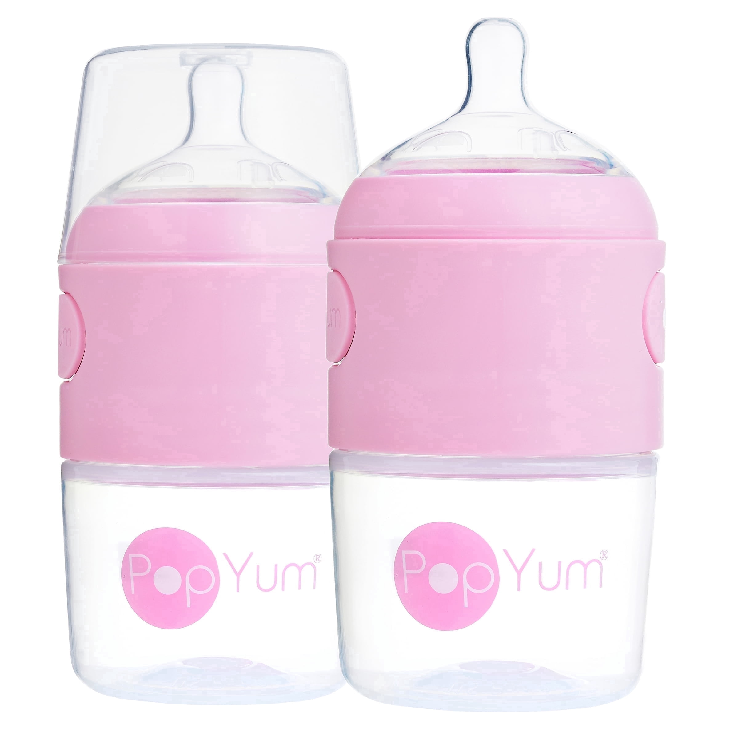 PopYum  5 oz Anti-Colic Formula Making Baby Bottle 2-Pack - Pink