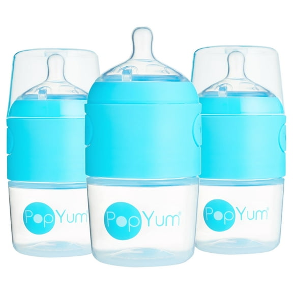 PopYum  5 oz Anti-Colic Formula Making Baby Bottle 3-Pack - Blue