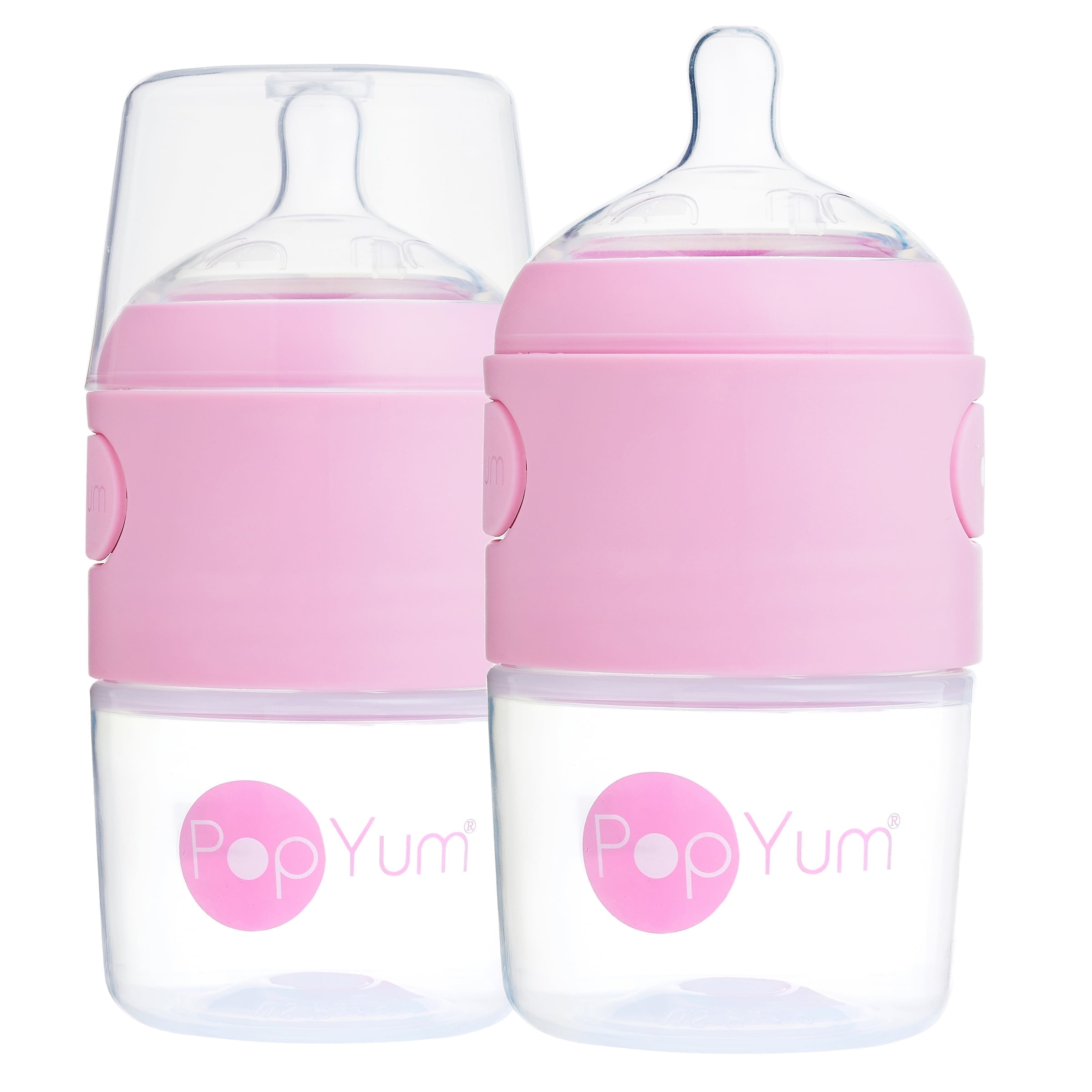 PopYum  5 oz Anti-Colic Formula Making Baby Bottle 2-Pack - Pink