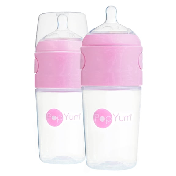 PopYum 9 oz Anti-Colic Formula Making Baby Bottle 2-Pack - Pink