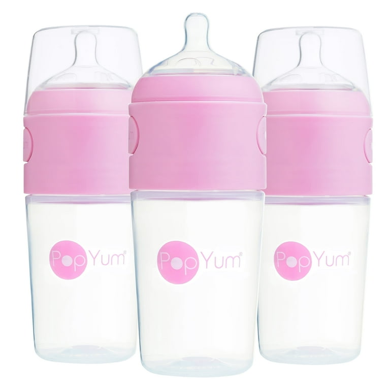 PopYum oz Anti-Colic Formula Making Baby Bottle 3-Pack Pink