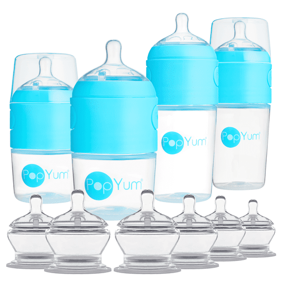 PopYum Blue Formula Making Baby Bottle + Nipple 10 Piece Bundle