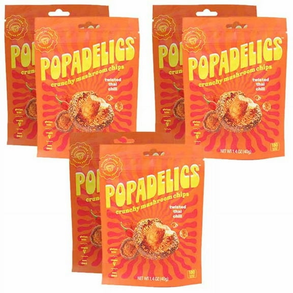 Popadelics - Mushroom Chips Thai Chili, 1.4oz | Pack of 6