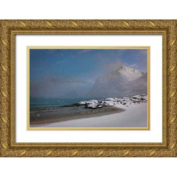 Popan, Adrian 24x17 Gold Ornate Wood Framed with Double Matting Museum Art Print Titled - Lofoten Mood