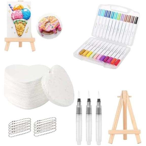 Popart Create Dimensional Art Magic, 3D Foam Texture Painting Kit, Magic Puffy Paint 3D Drawing Canvas Kits with 10 Foam Paint Paper and 12 Markers for DIY, Art (Heart)