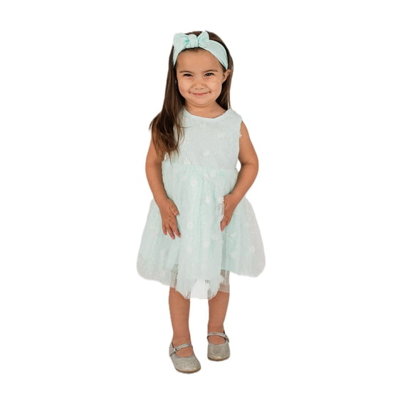 Popatu Baby Girl's Mint Flower Girl Dress- Size 6X/7