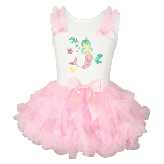 Popatu Girls Pink Mermaid Ruffle Dress