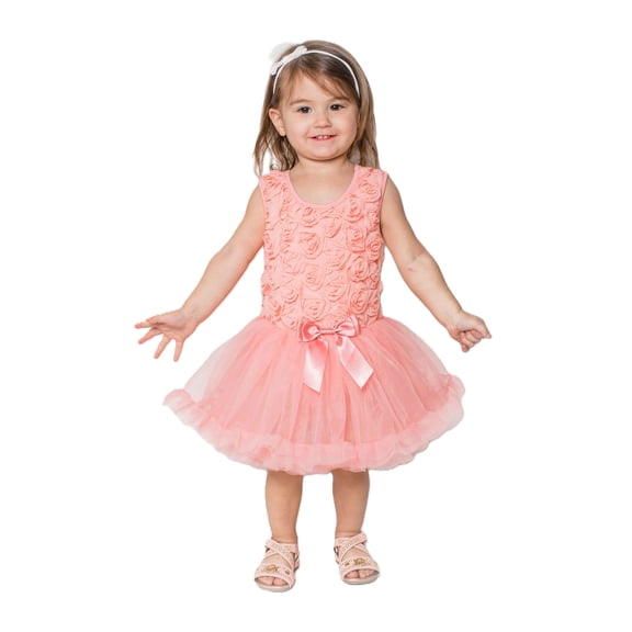 Popatu Little Girl's Burgundy Rosette Petti Tutu Dress, XS (2T)