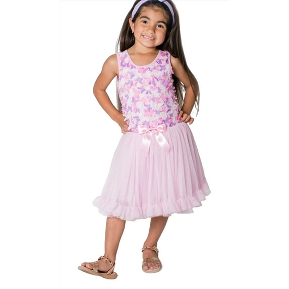 Popatu Little Girl's Pink Butterfly Petti Tutu Birthday Party Tulle Dress