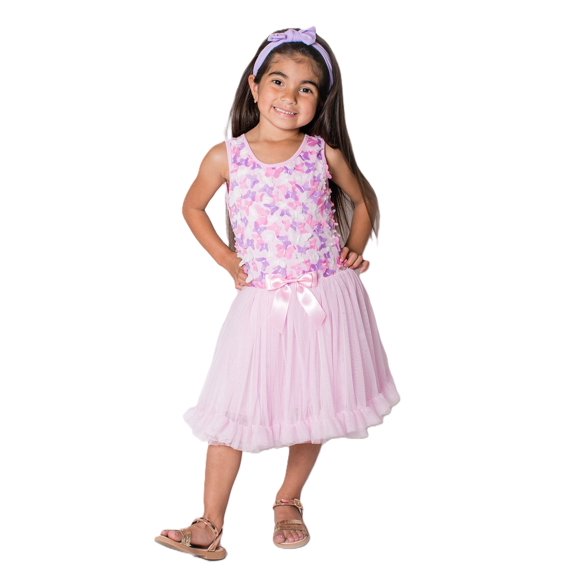 Popatu Little Girl's Pink Butterfly Petti Tutu Birthday Party Tulle Dress