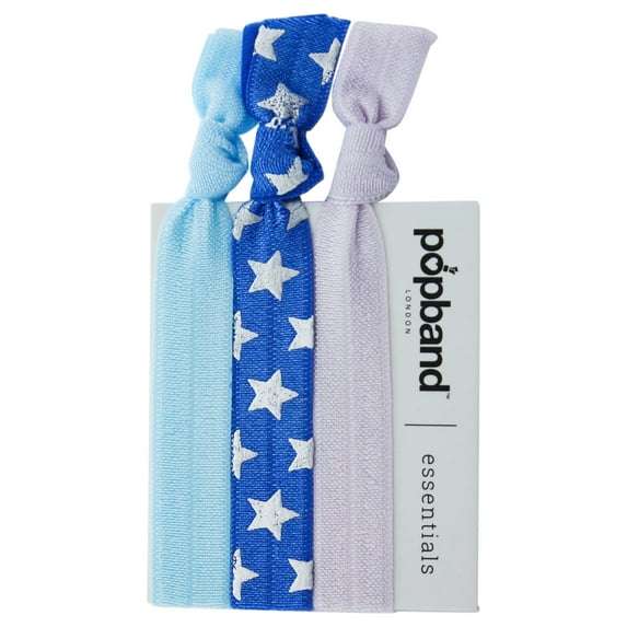 Popband Essential Hair Bands - Cheerleader Blue, 3 Pc Hair Bands