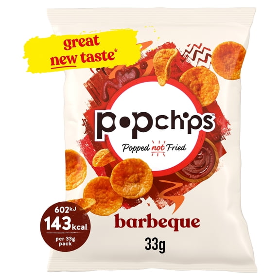 Popchips Barbeque Grab Bag Crisps 33g, Imported from Britain