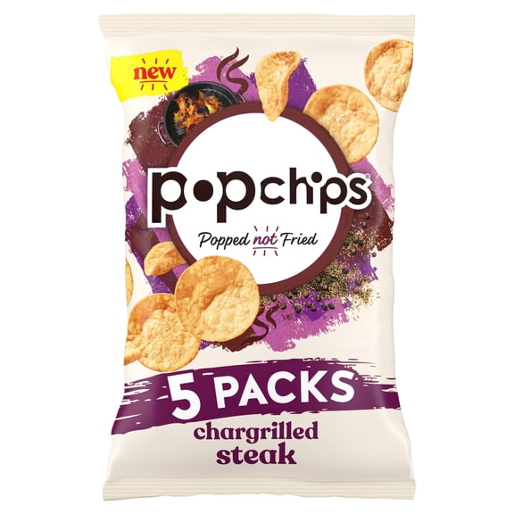 Popchips Chargrilled Steak Multipack Crisps 5x17g, Imported from Britain