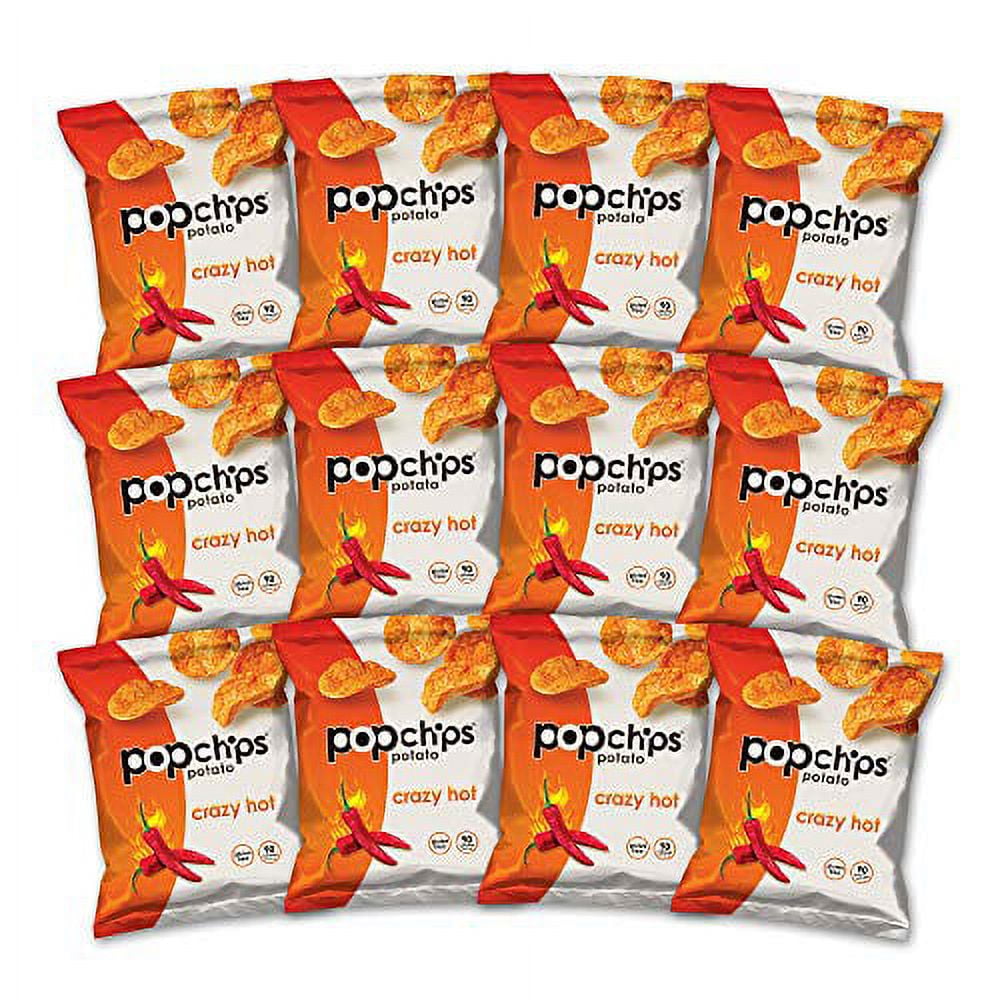  Popchips Potato Chips, Crazy Hot, 0.7 Ounce Snack Packs, (Pack  of 24)