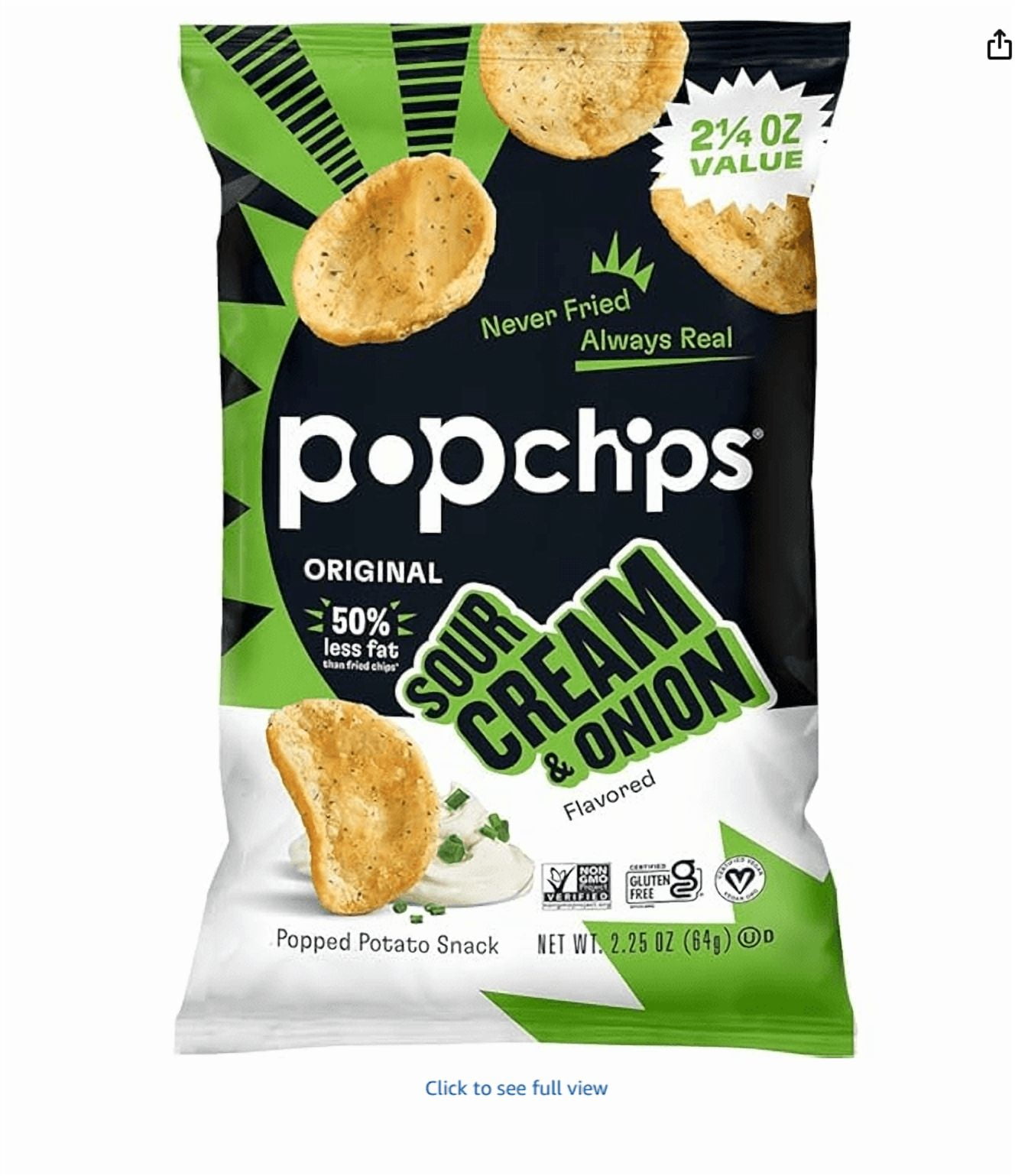 Popchips Potato Chips Sour Cream & Onion (6 Pack)