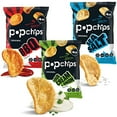 thumbnail image 1 of Popchips Potato Chips Variety Pack, Sea Salt, BBQ, Sour Cream & Onion, 12ct Single Serve 0.8oz Bags, Gluten Free, Healthy Snacks for Adults and Children, Non-GMO & Kosher, 100 Calories Per Bag, 1 of 6