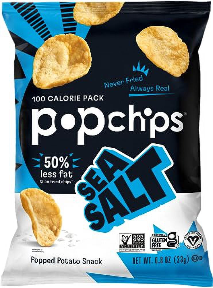 Popchips Sea Salt Potato Chips Single Serve 0.8 oz Bags 24 Count (Pack of 1)
