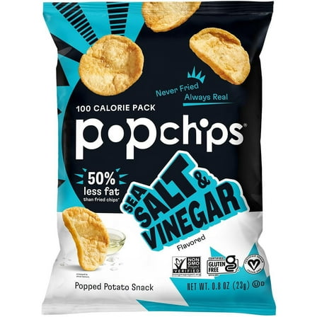 Popchips Sea Salt & Vinegar Potato Chips, 0.8 OZ (Pack - 3)