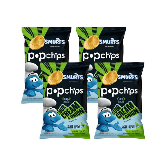 Popchips Sour Cream & Onion Potato Chips, 5 oz (Pack - 4)