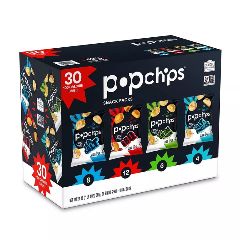 Popchips 30 Count 0.8 oz Pack – Healthy Potato Chips in Assorted