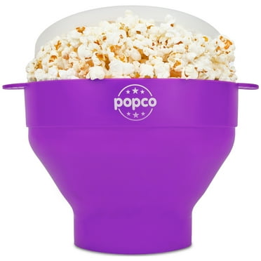 Popco Microwave Popcorn Popper | Collapsible Silicone Popcorn Maker | BPA-Free (Purple)