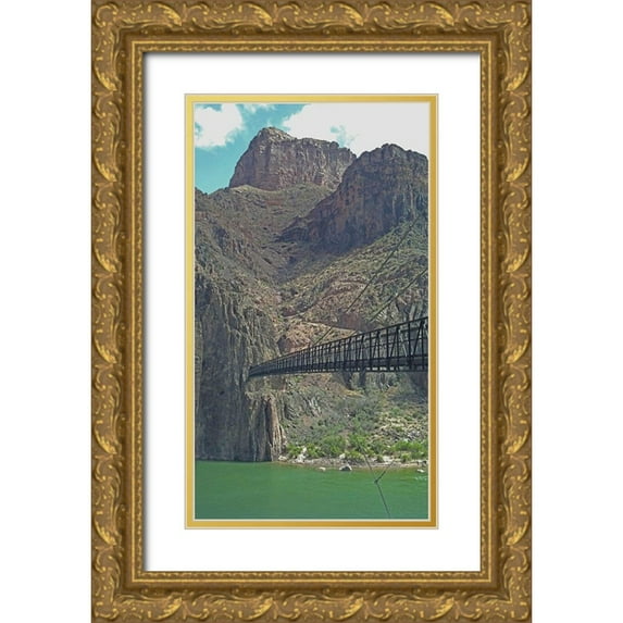Popcorn 15x24 Gold Ornate Wood Framed with Double Matting Museum Art Print Titled - Grand Canyon 9: Black Bridge III