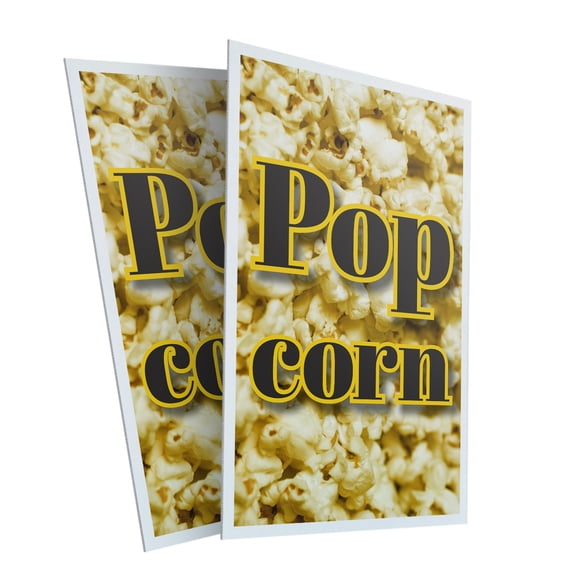 Popcorn (2-Pack) 24 Inch x 36 Inch Plastic Signs | Sign Insert 4mm Corrugated Plastic Signs Storefront Window Poster | Carnival Snacks, Freshly Made, Perfect for Events | Made in USA