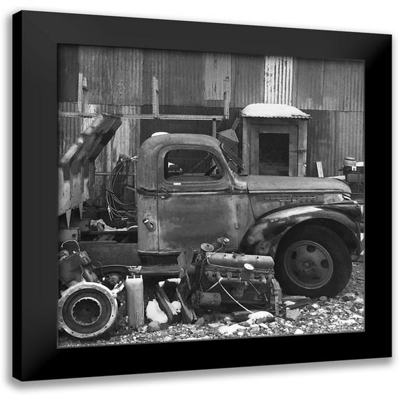 Popcorn 20x20 Black Modern Framed Museum Art Print Titled - Junkyard A: B-W
