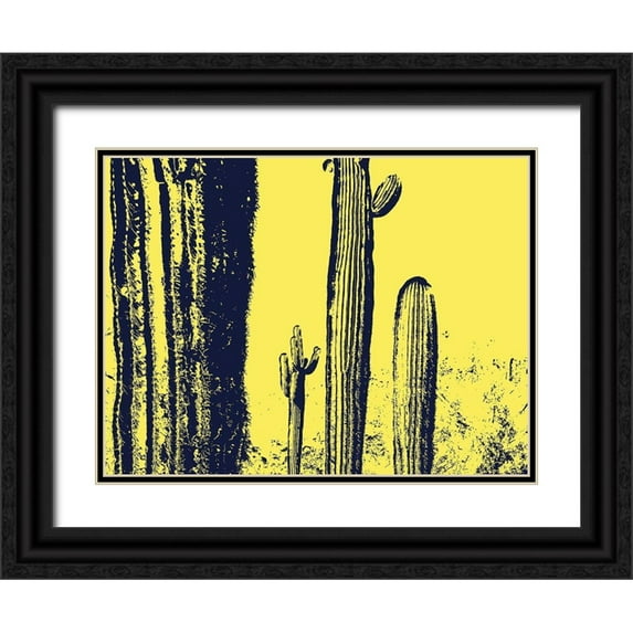 Popcorn 32x25 Black Ornate Wood Framed with Double Matting Museum Art Print Titled - Desert Silhouette IX