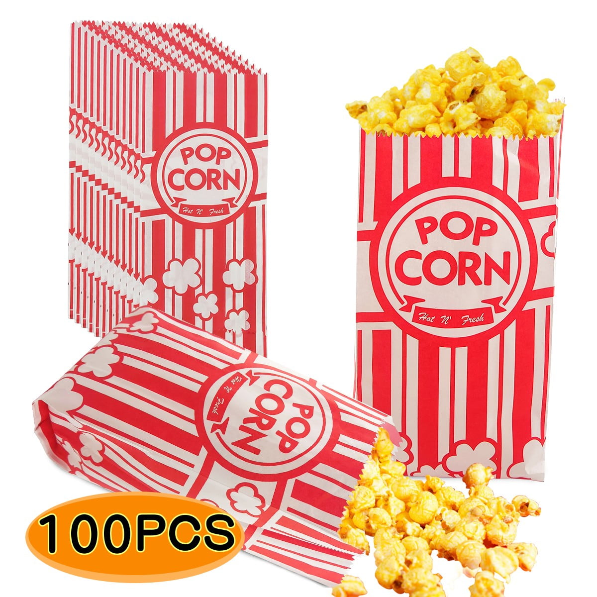 Popcorn Bags 1oz Disposable Paper Popcorn Bags for Party Supplies Retro